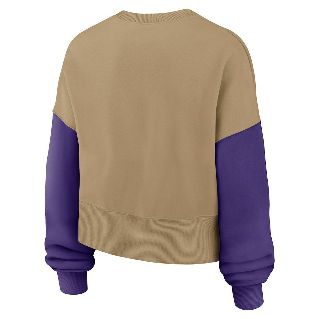 Minnesota Vikings Women's Oversized Rewind Pullover Sweatshirt - Tan - Nike