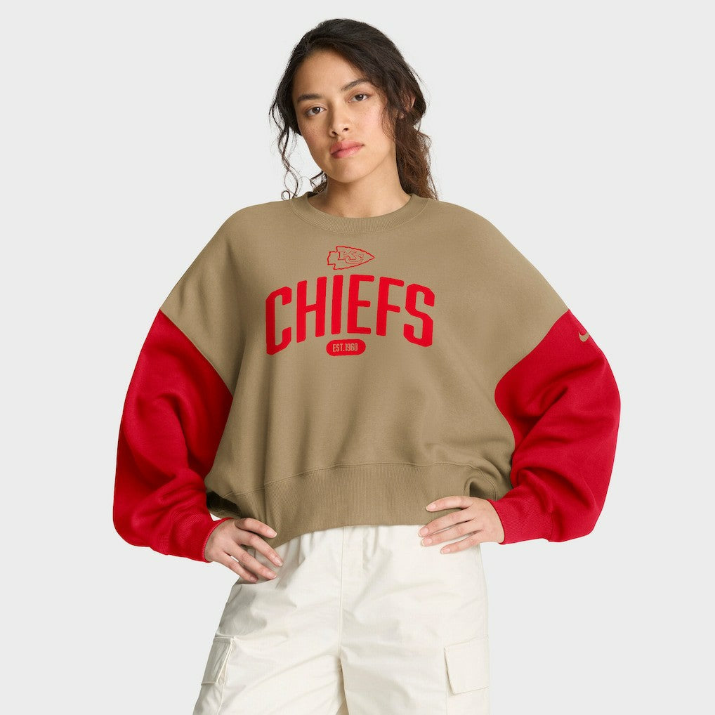 Kansas City Chiefs Women's Oversized Rewind Pullover Sweatshirt - Tan - Nike