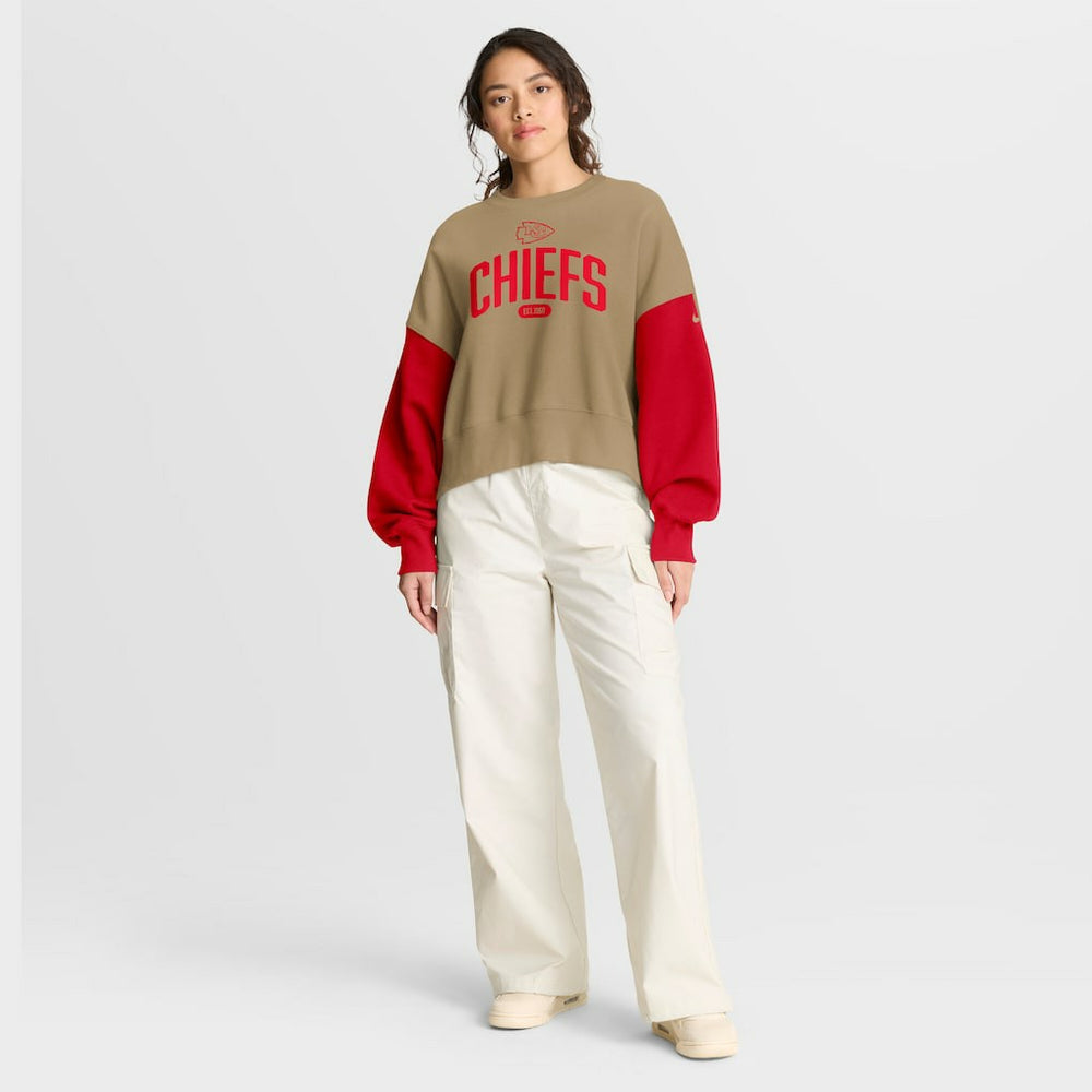 Kansas City Chiefs Women's Oversized Rewind Pullover Sweatshirt - Tan - Nike