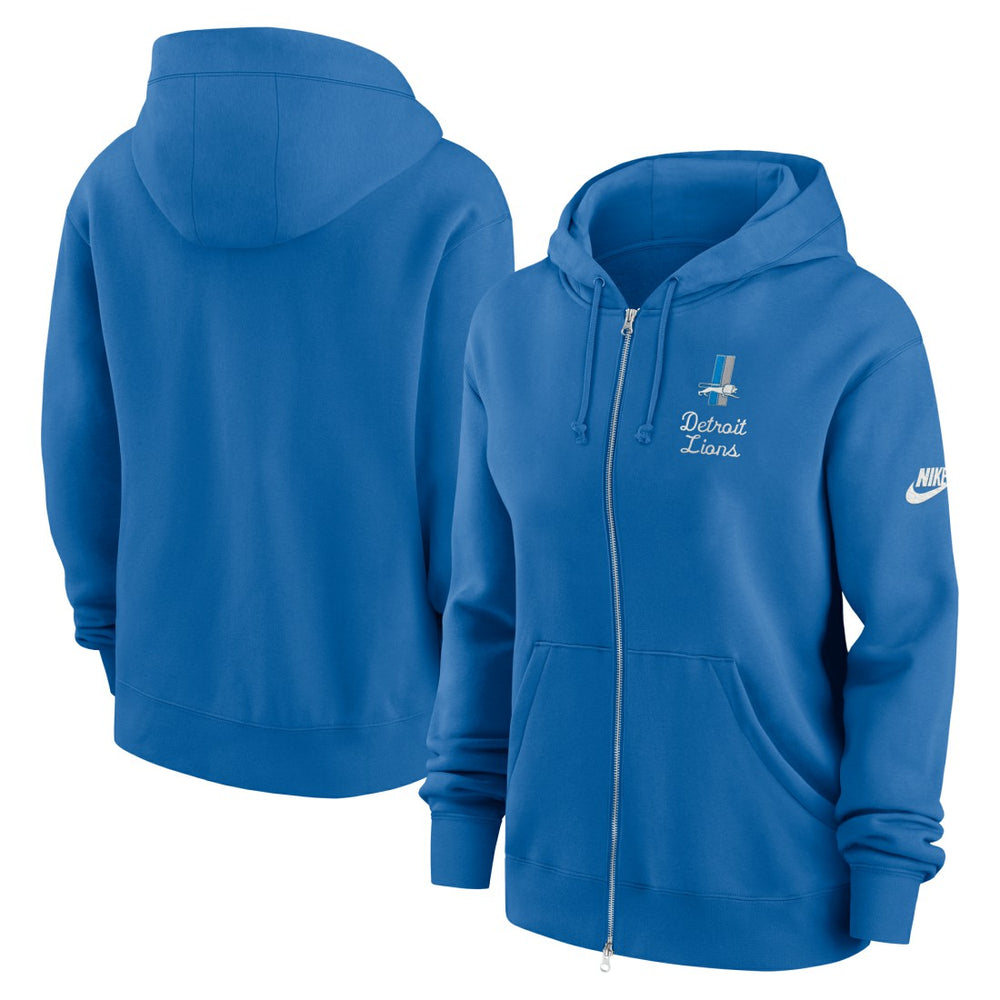 Detroit Lions Women's Phoenix Rewind Full-Zip Hoodie - Blue - Nike