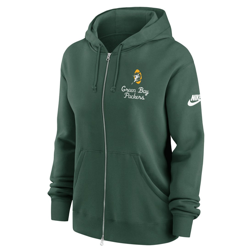 Green Bay Packers Women's Phoenix Rewind Full-Zip Hoodie - Green - Nike