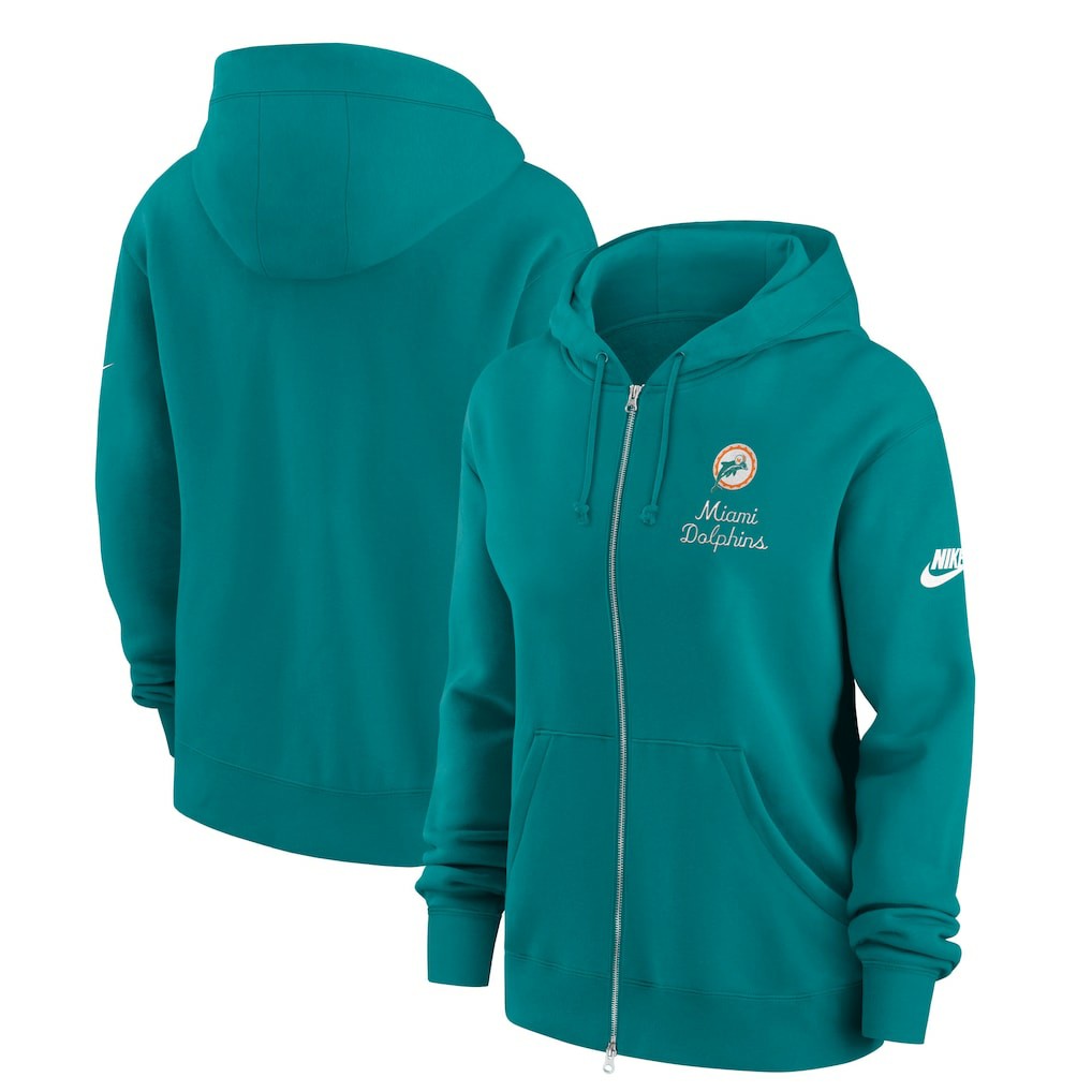 Miami Dolphins Women's Phoenix Rewind Full-Zip Hoodie - Aqua - Nike