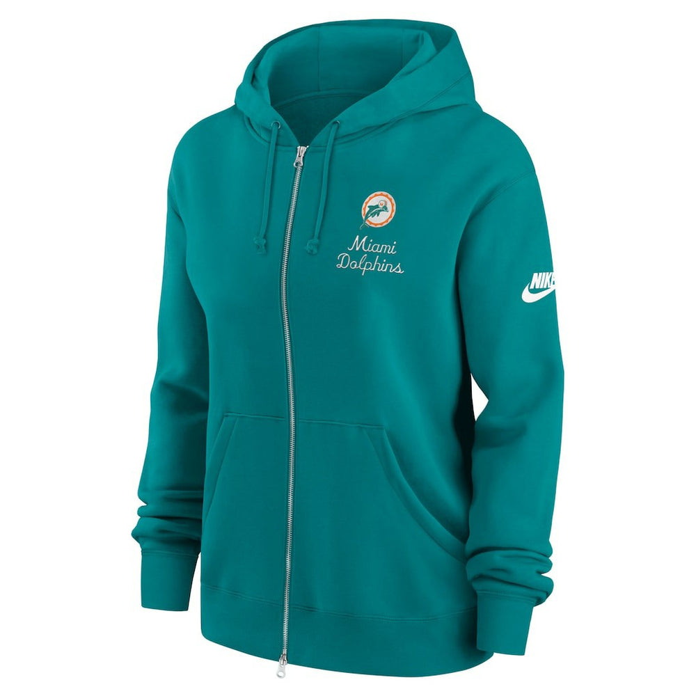 Miami Dolphins Women's Phoenix Rewind Full-Zip Hoodie - Aqua - Nike