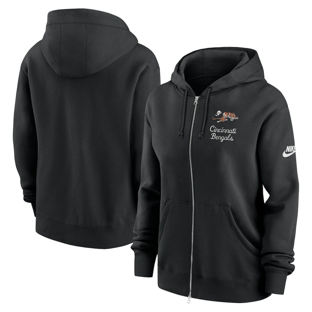 Cincinnati Bengals Women's Phoenix Rewind Full-Zip Hoodie - Black - Nike