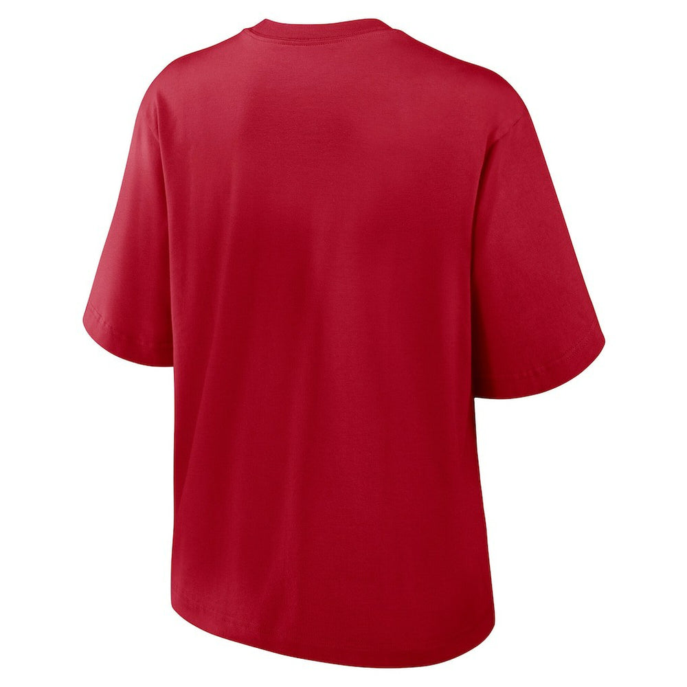 San Francisco 49ers Women's Essential Script Relaxed Boxy T-Shirt - Scarlet - Nike