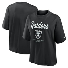 Las Vegas Raiders Women's Essential Script Relaxed Boxy T-Shirt - Black - Nike