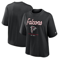 Atlanta Falcons Women's Essential Script Relaxed Boxy T-Shirt - Black - Nike