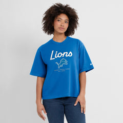 Detroit Lions Women's Essential Script Relaxed Boxy T-Shirt - Blue - Nike