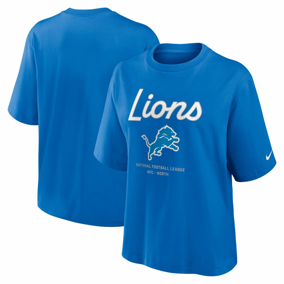 Detroit Lions Women's Essential Script Relaxed Boxy T-Shirt - Blue - Nike