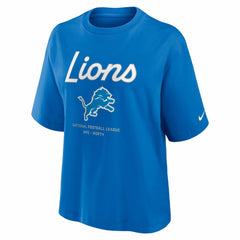 Detroit Lions Women's Essential Script Relaxed Boxy T-Shirt - Blue - Nike