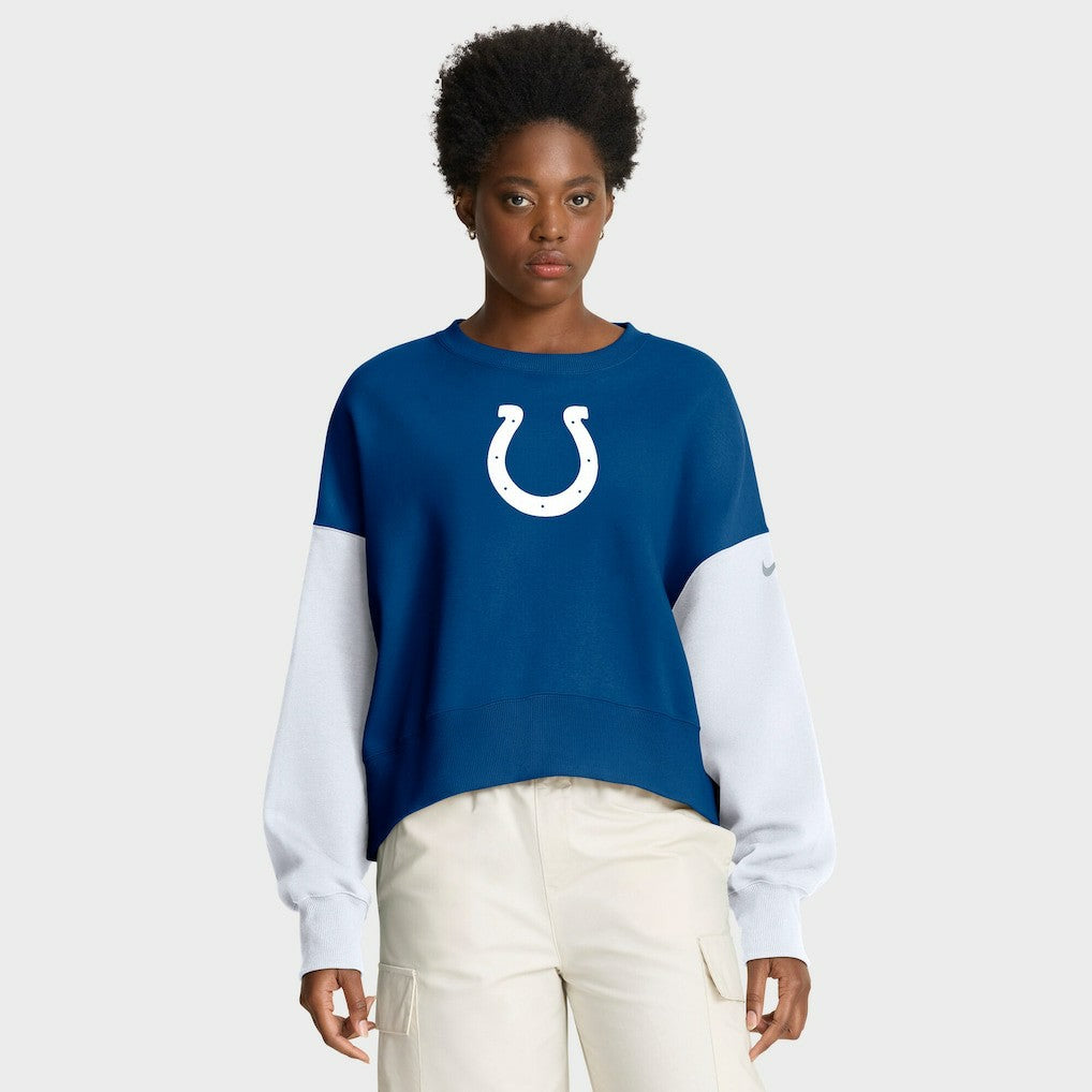 Indianapolis Colts Women's Oversized Color-Block Pullover Sweatshirt - Royal - Nike