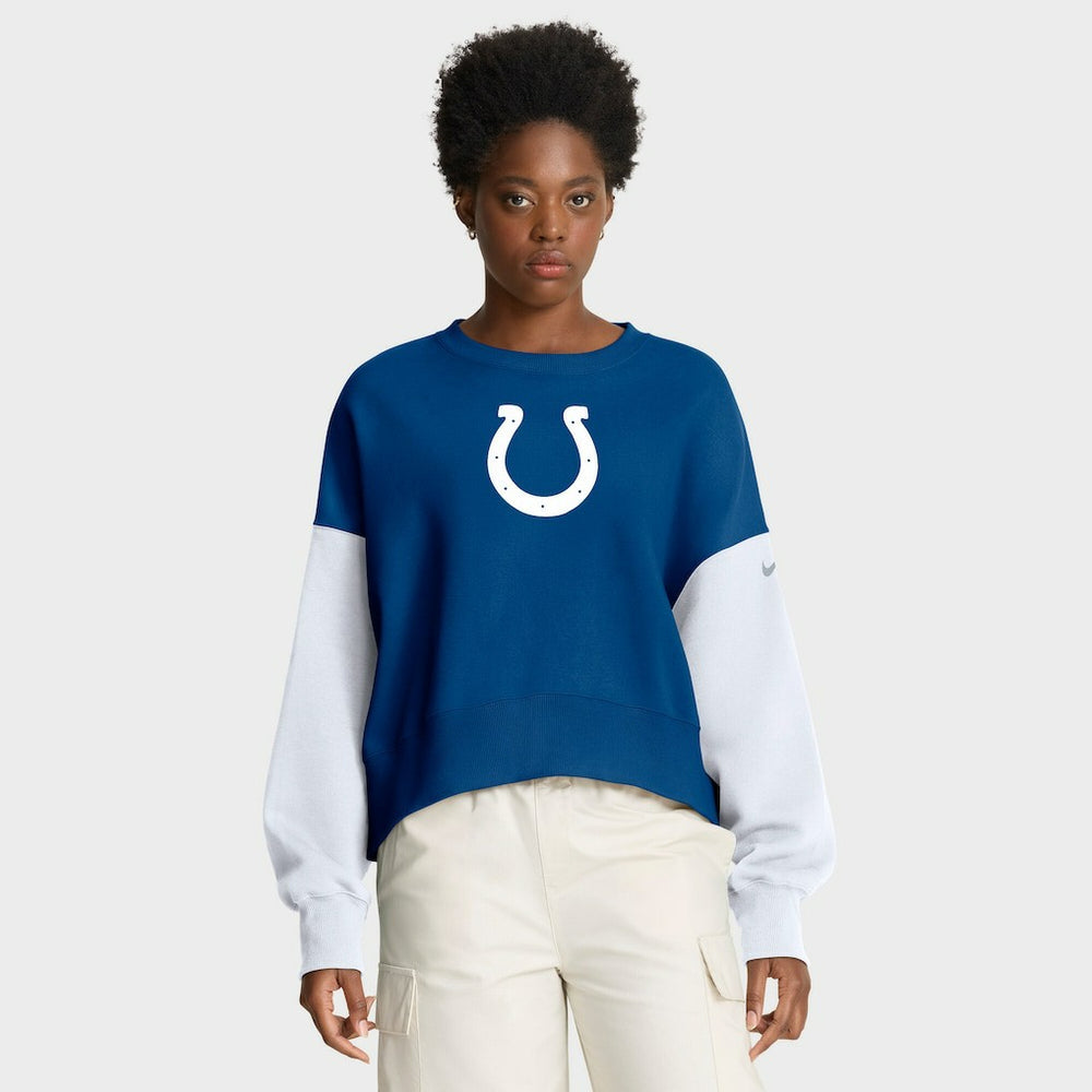 Indianapolis Colts Women's Oversized Color-Block Pullover Sweatshirt - Royal - Nike