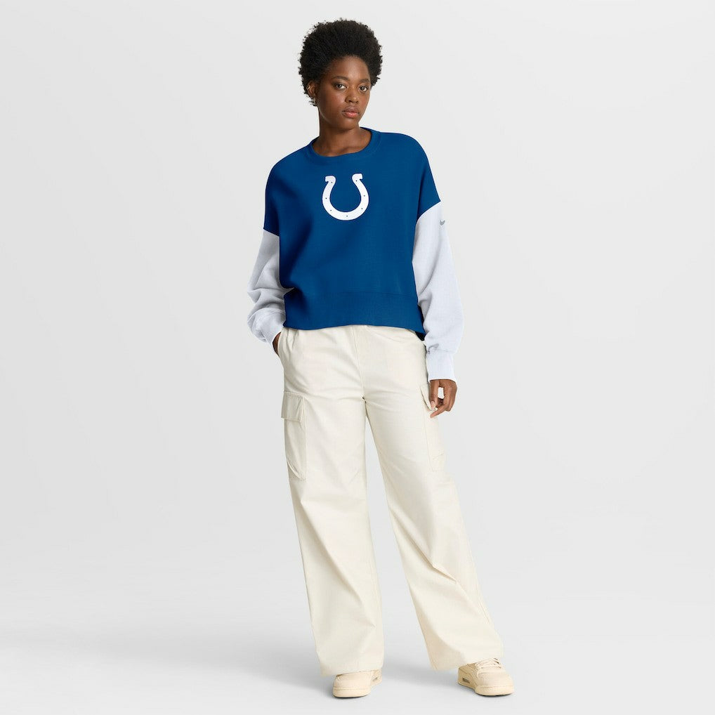 Indianapolis Colts Women's Oversized Color-Block Pullover Sweatshirt - Royal - Nike