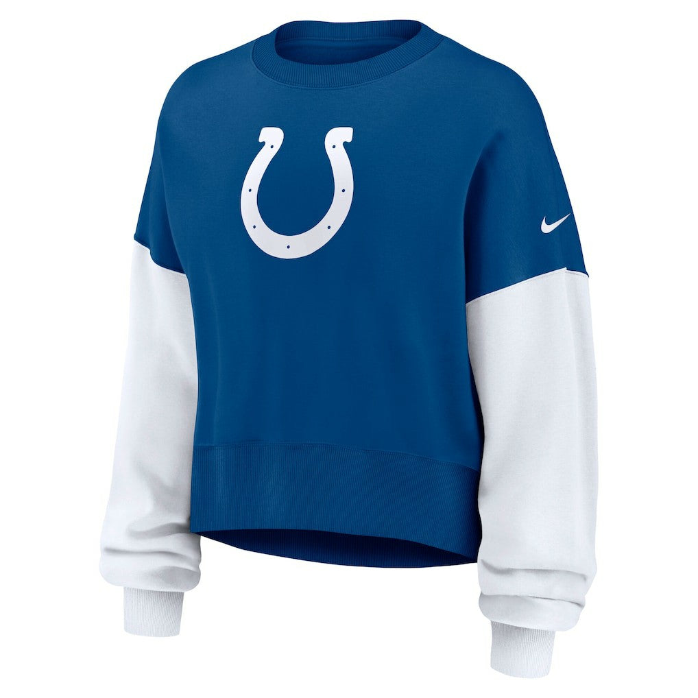 Indianapolis Colts Women's Oversized Color-Block Pullover Sweatshirt - Royal - Nike
