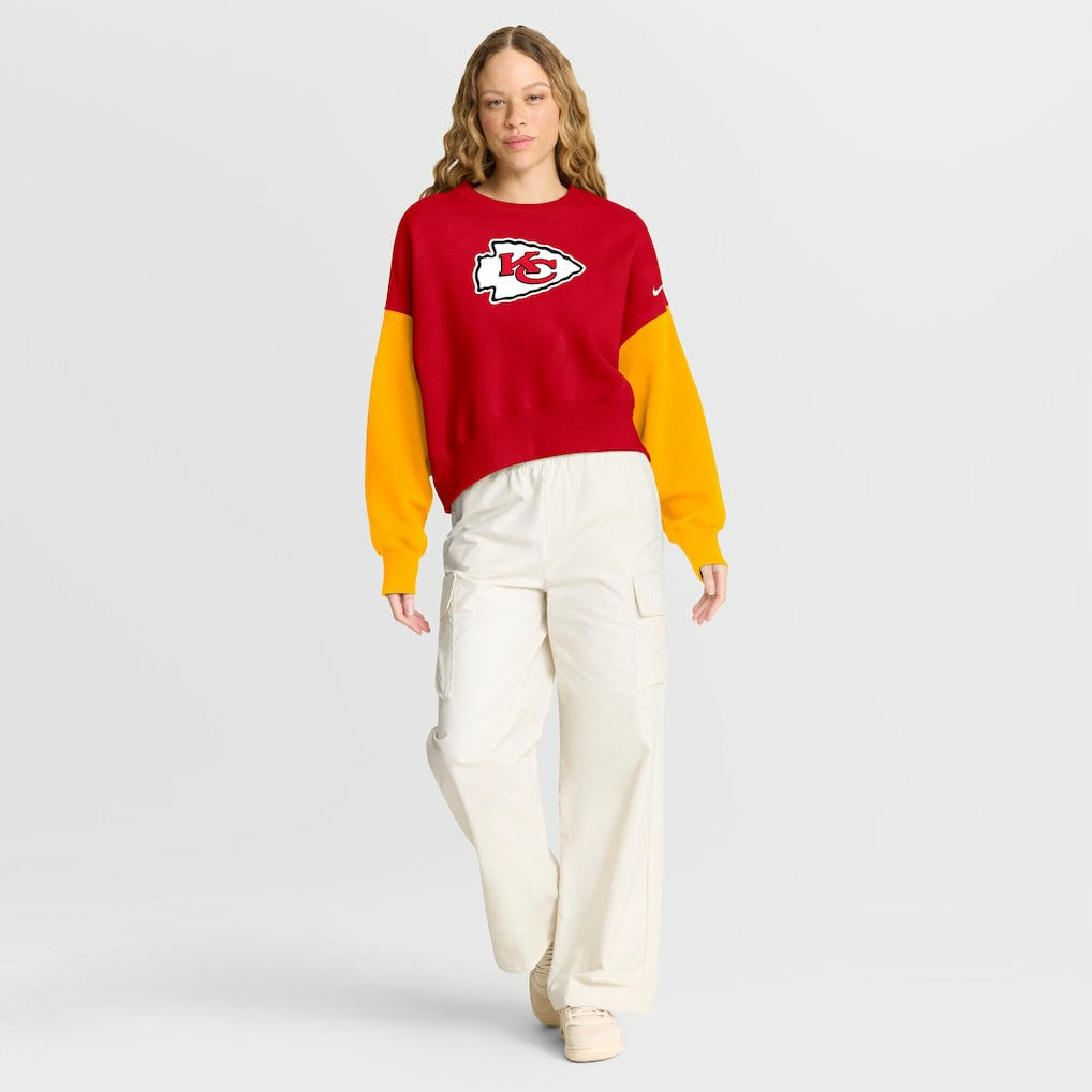 Kansas City Chiefs Women's Oversized Color-Block Pullover Sweatshirt - Red - Nike