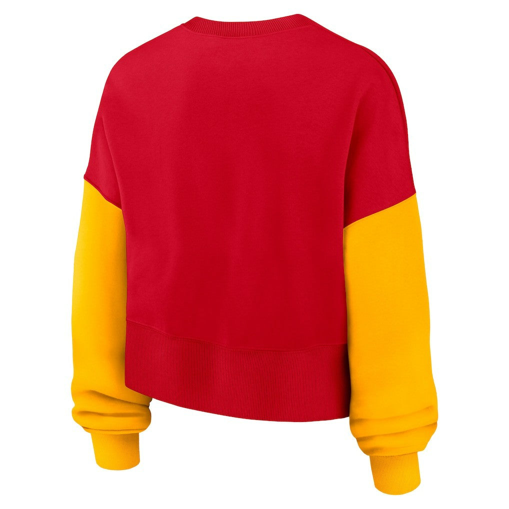 Kansas City Chiefs Women's Oversized Color-Block Pullover Sweatshirt - Red - Nike