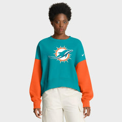 Miami Dolphins Women's Oversized Color-Block Pullover Sweatshirt - Aqua - Nike