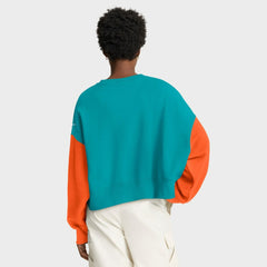 Miami Dolphins Women's Oversized Color-Block Pullover Sweatshirt - Aqua - Nike