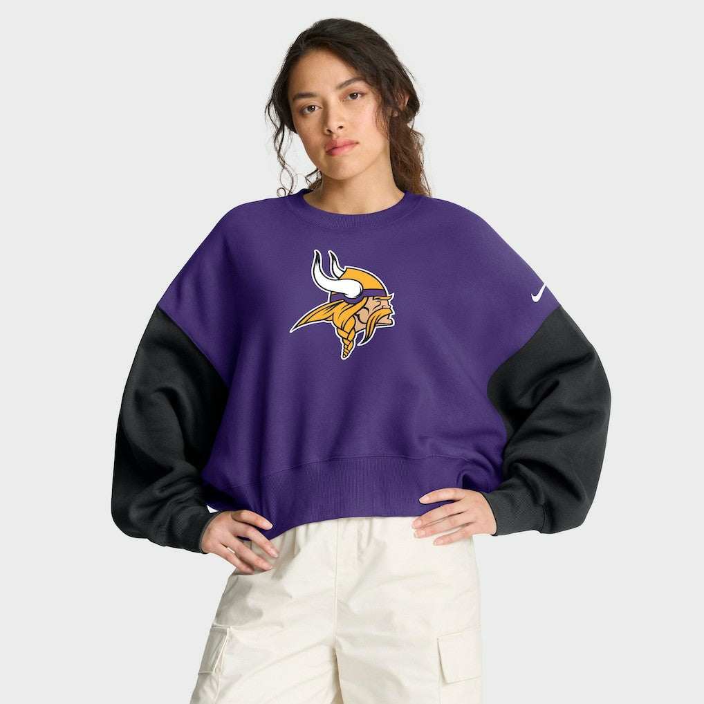 Minnesota Vikings Women's Oversized Color-Block Pullover Sweatshirt - Purple - Nike