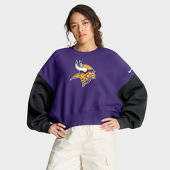 Minnesota Vikings Women's Oversized Color-Block Pullover Sweatshirt - Purple - Nike