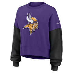 Minnesota Vikings Women's Oversized Color-Block Pullover Sweatshirt - Purple - Nike