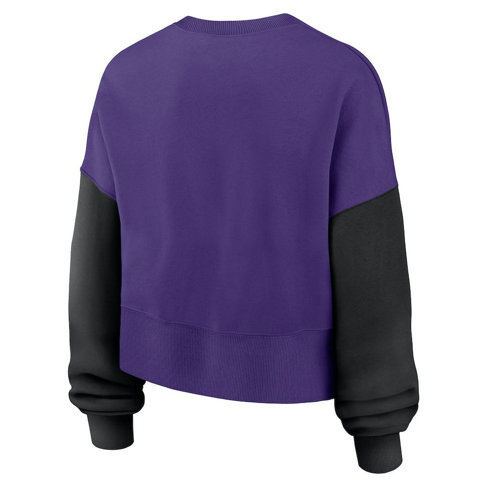 Minnesota Vikings Women's Oversized Color-Block Pullover Sweatshirt - Purple - Nike