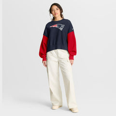 New England Patriots Women's Oversized Color-Block Pullover Sweatshirt - Navy - Nike