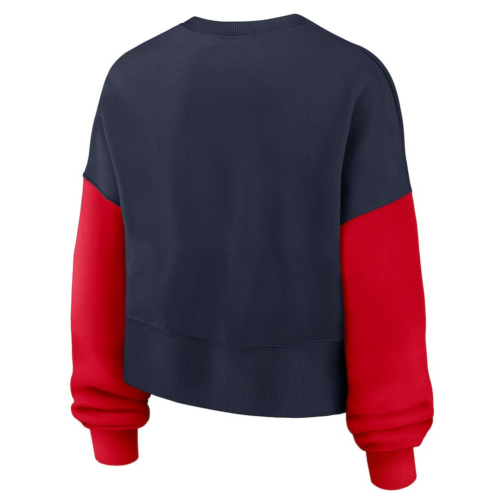 New England Patriots Women's Oversized Color-Block Pullover Sweatshirt - Navy - Nike