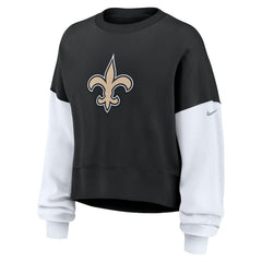 New Orleans Saints Women's Oversized Color-Block Pullover Sweatshirt - Black - Nike