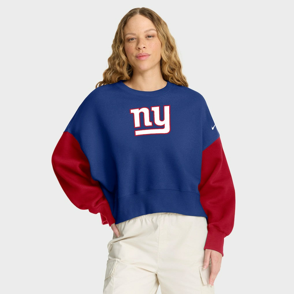 New York Giants Women's Oversized Color-Block Pullover Sweatshirt - Royal - Nike