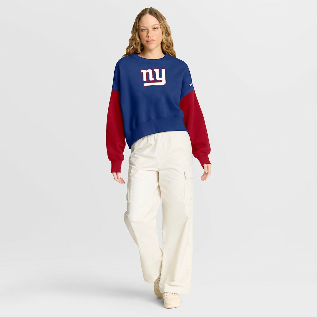 New York Giants Women's Oversized Color-Block Pullover Sweatshirt - Royal - Nike