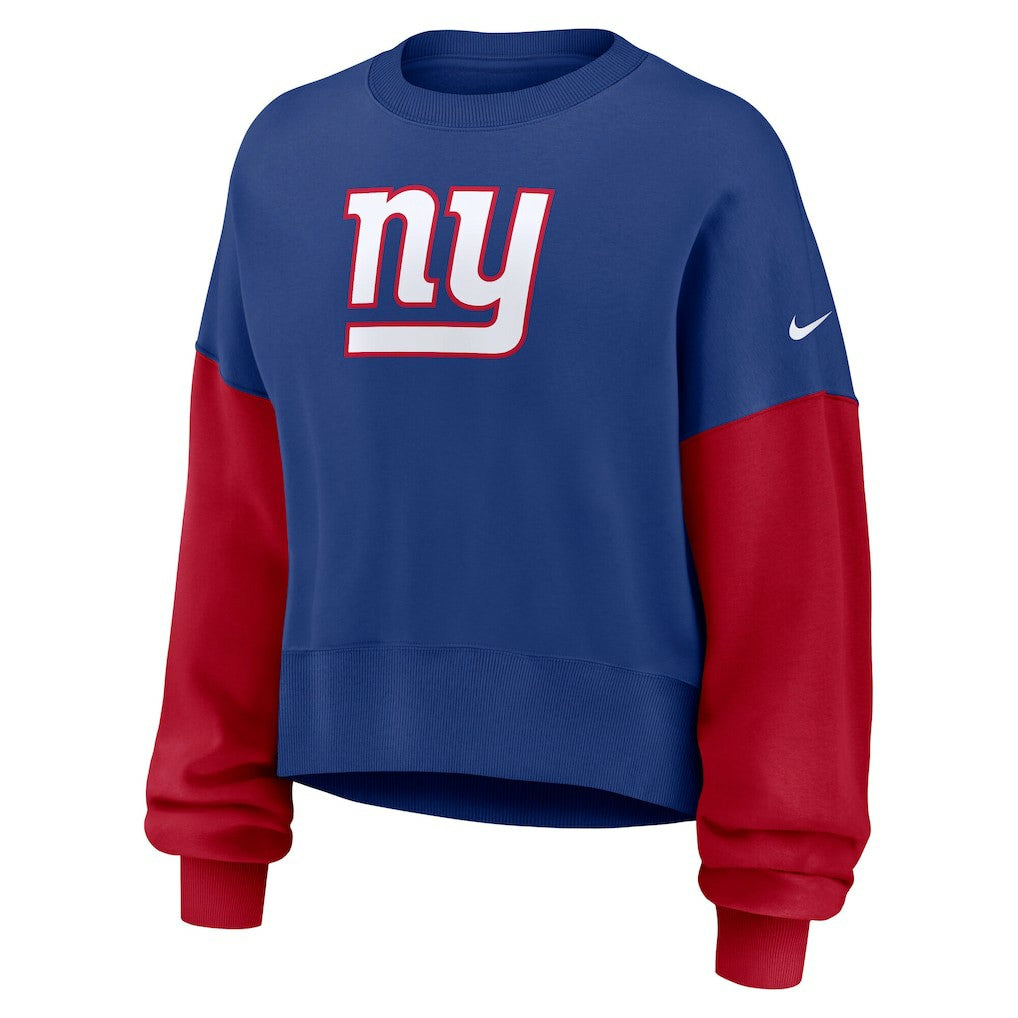 New York Giants Women's Oversized Color-Block Pullover Sweatshirt - Royal - Nike