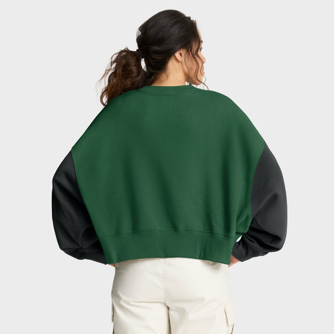 New York Jets Women's Oversized Color-Block Pullover Sweatshirt - Green - Nike