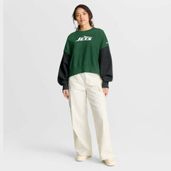New York Jets Women's Oversized Color-Block Pullover Sweatshirt - Green - Nike