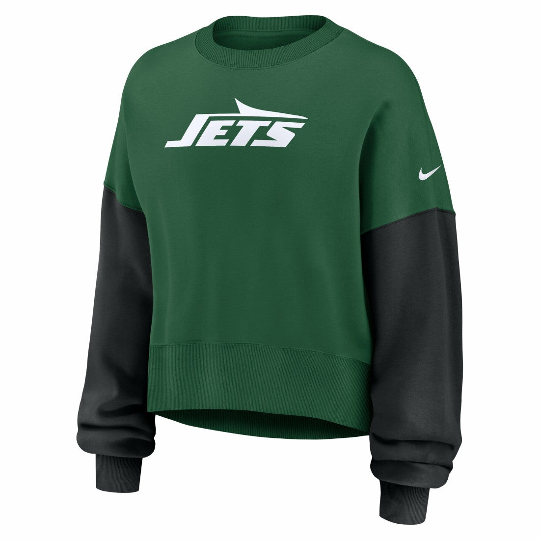New York Jets Women's Oversized Color-Block Pullover Sweatshirt - Green - Nike