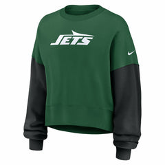 New York Jets Women's Oversized Color-Block Pullover Sweatshirt - Green - Nike