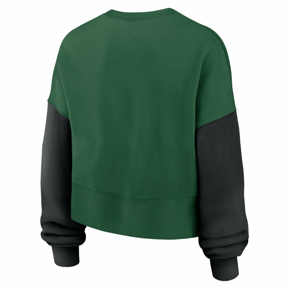New York Jets Women's Oversized Color-Block Pullover Sweatshirt - Green - Nike