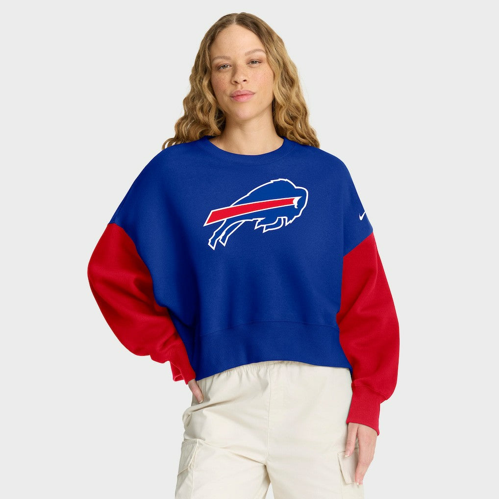 Buffalo Bills Women's Oversized Color-Block Pullover Sweatshirt - Royal - Nike