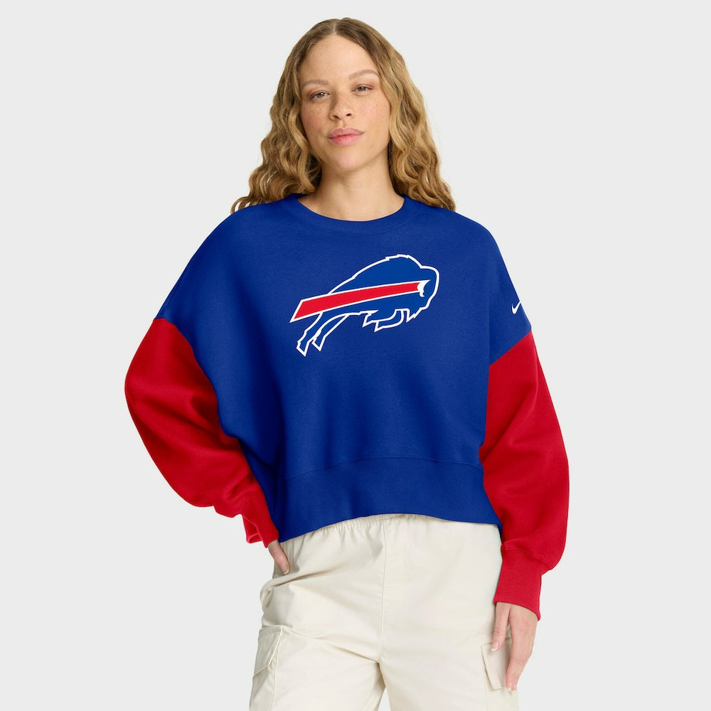 Buffalo Bills Women's Oversized Color-Block Pullover Sweatshirt - Royal - Nike