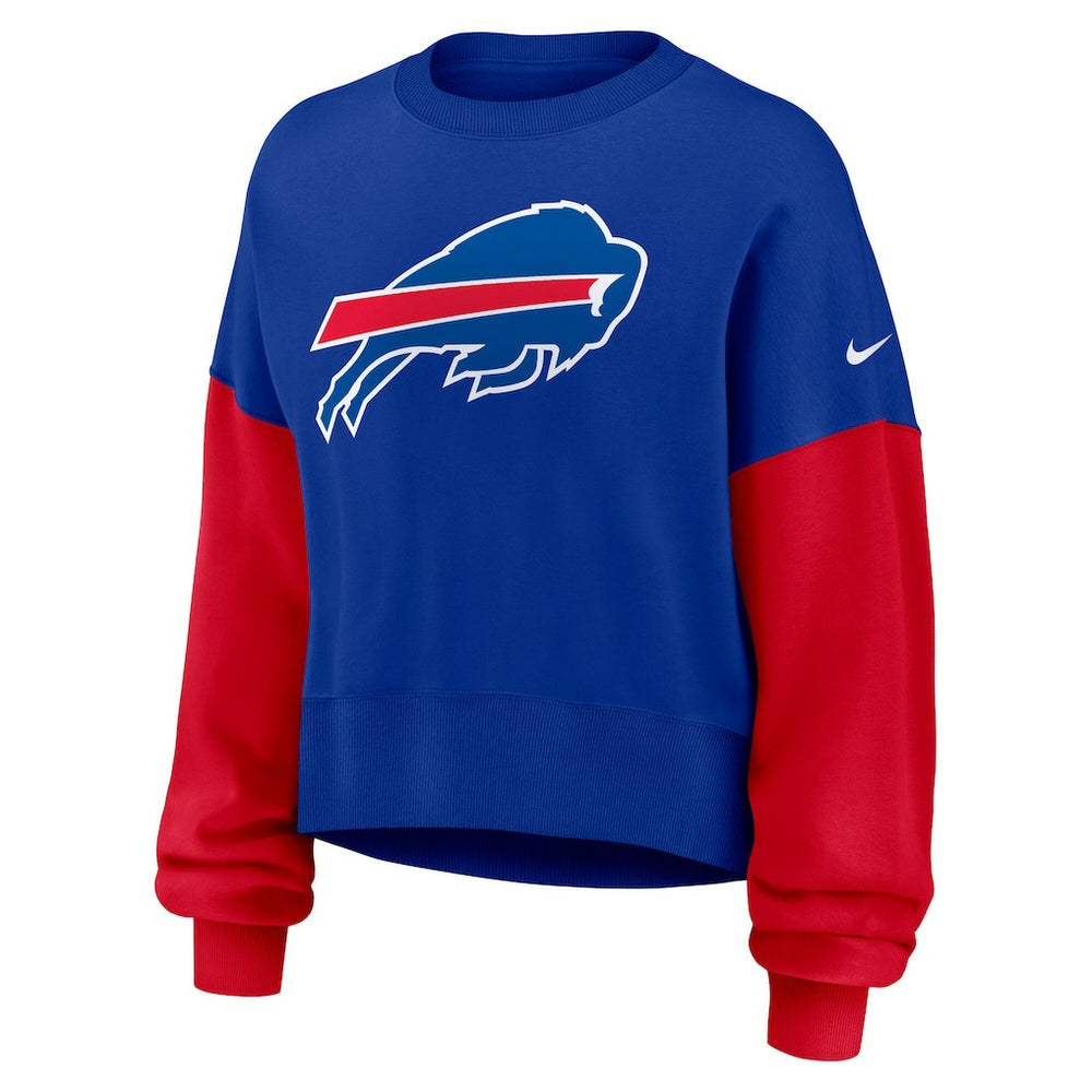 Buffalo Bills Women's Oversized Color-Block Pullover Sweatshirt - Royal - Nike