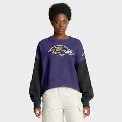 Baltimore Ravens Women's Oversized Color-Block Pullover Sweatshirt - Purple - Nike