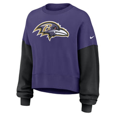 Baltimore Ravens Women's Oversized Color-Block Pullover Sweatshirt - Purple - Nike