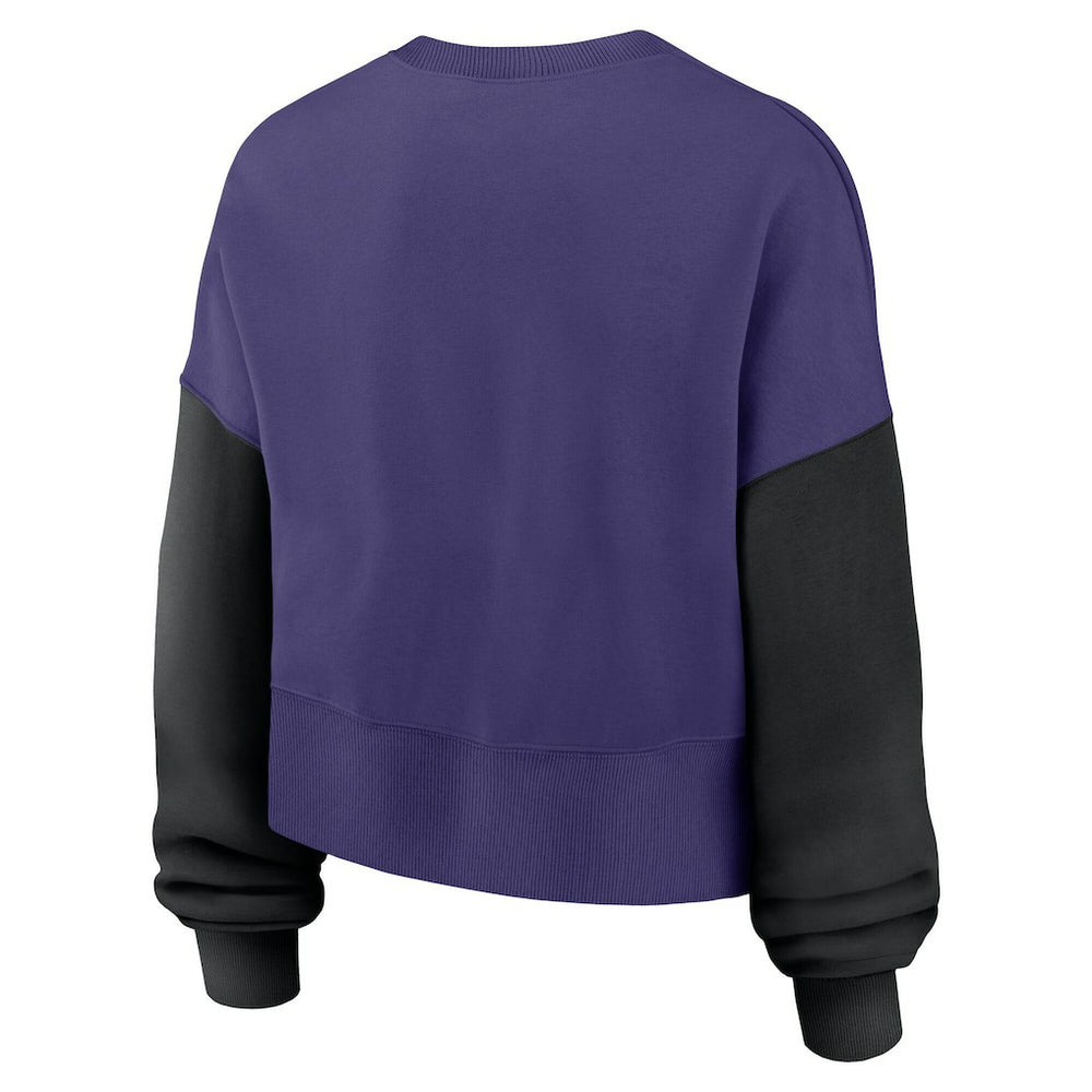 Baltimore Ravens Women's Oversized Color-Block Pullover Sweatshirt - Purple - Nike