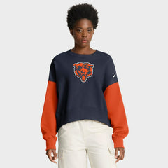 Chicago Bears Women's Oversized Color-Block Pullover Sweatshirt - Navy - Nike