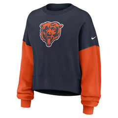 Chicago Bears Women's Oversized Color-Block Pullover Sweatshirt - Navy - Nike