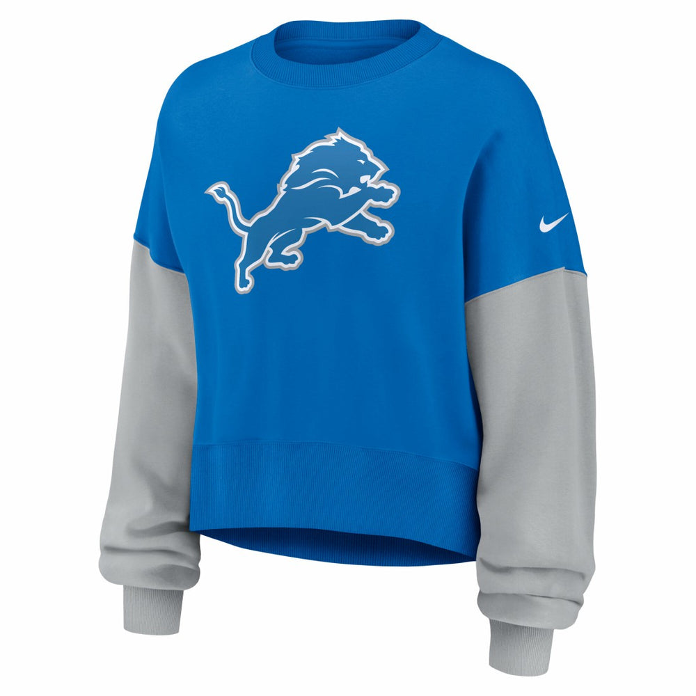 Detroit Lions Women's Oversized Color-Block Pullover Sweatshirt - Blue - Nike