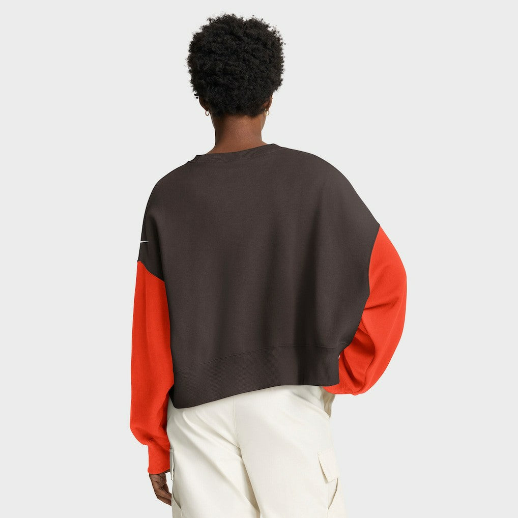 Cleveland Browns Women's Oversized Color-Block Pullover Sweatshirt - Brown - Nike