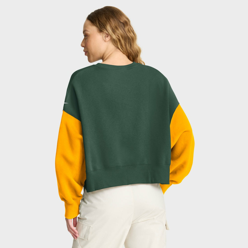 Green Bay Packers Women's Oversized Color-Block Pullover Sweatshirt - Green - Nike