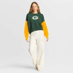 Green Bay Packers Women's Oversized Color-Block Pullover Sweatshirt - Green - Nike