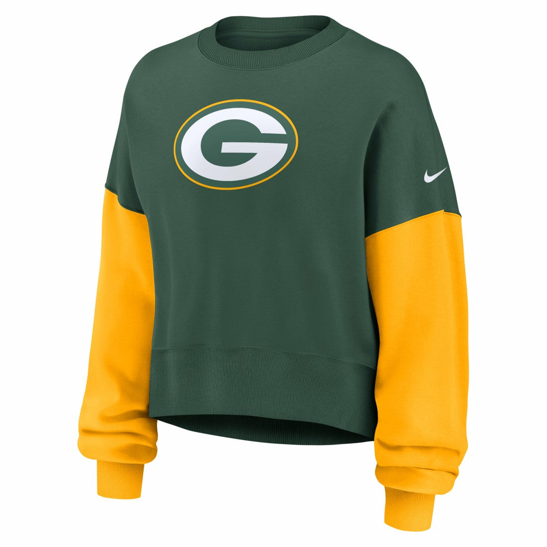 Green Bay Packers Women's Oversized Color-Block Pullover Sweatshirt - Green - Nike